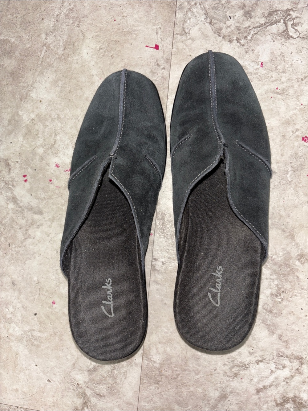 Clarks Women's Black Suede Slip-On Mules size 7